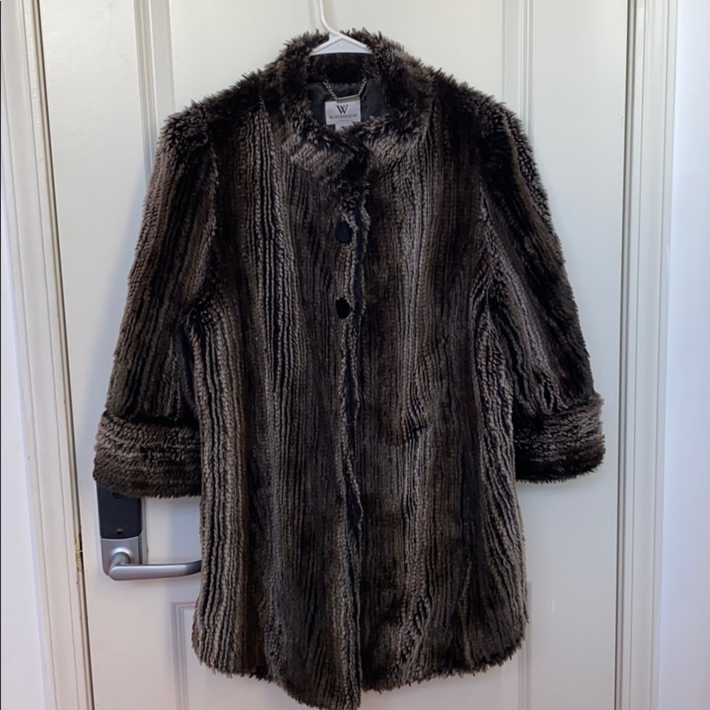 WORTHINGTON Faux Fur Black Gray Jacket